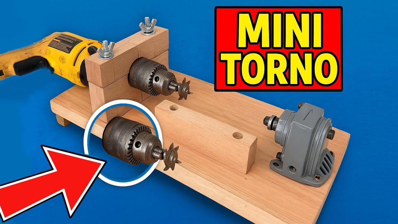 MINI TORNO CASERO con un TALADRO 🔥 Invento Increíble que Tienes que Ver