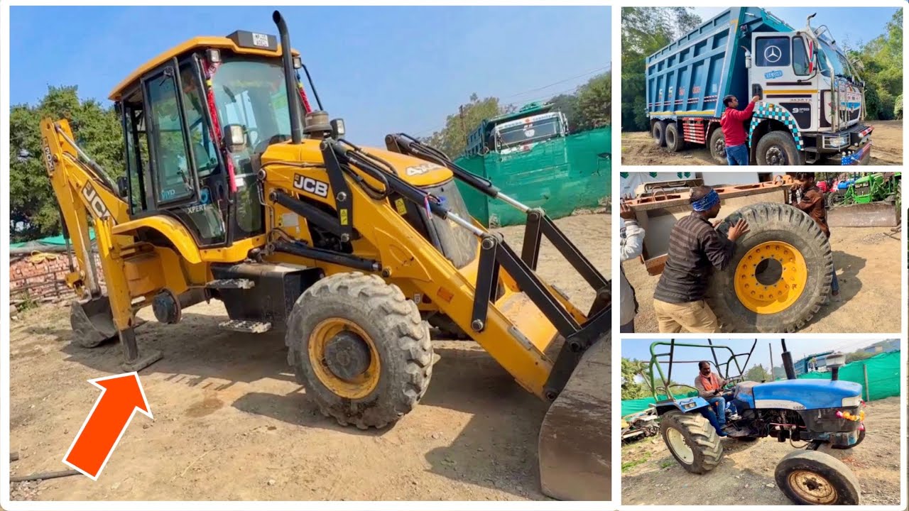 JCB 3dx Xpert टायर पंचर हो गया | Parking TATA 3530 बहुत मुश्किल है इसको चलाना