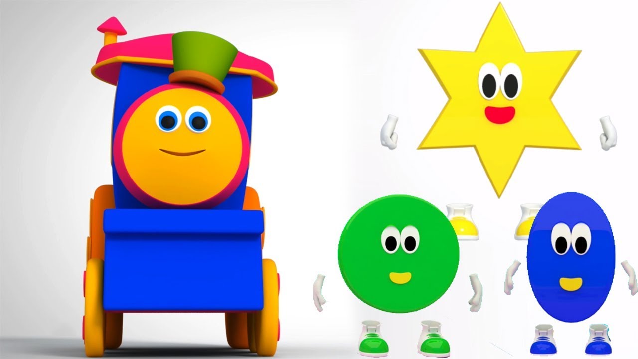 Bob le train | cinq petites formes | sautantes chansons | formes rimes | Bob Five Little Shapes