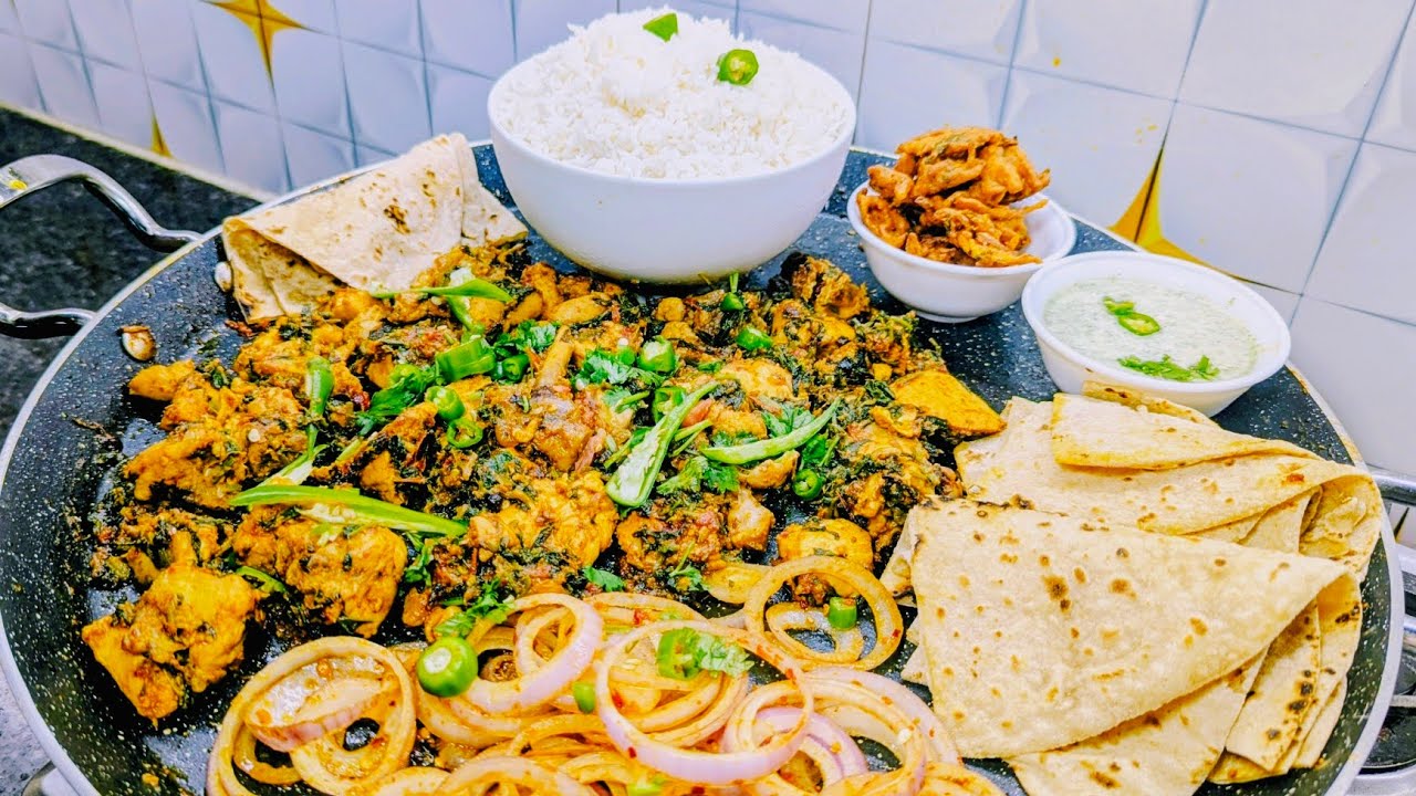 Chicken With Spinach  Super Easy Tawa Recipe, Palak Chicken Recipe, 