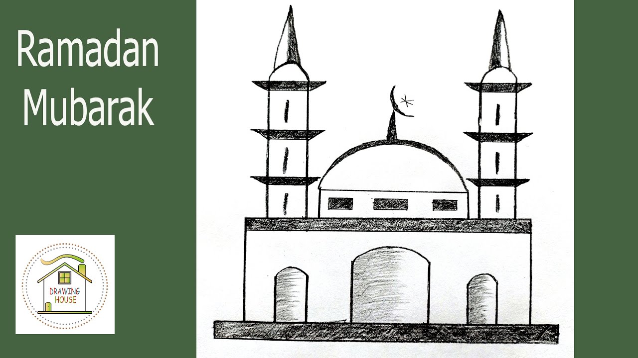 Easy Moshjid drawing| mosque drawing tutorial| Ramadan design| pencil drawing| how to draw.