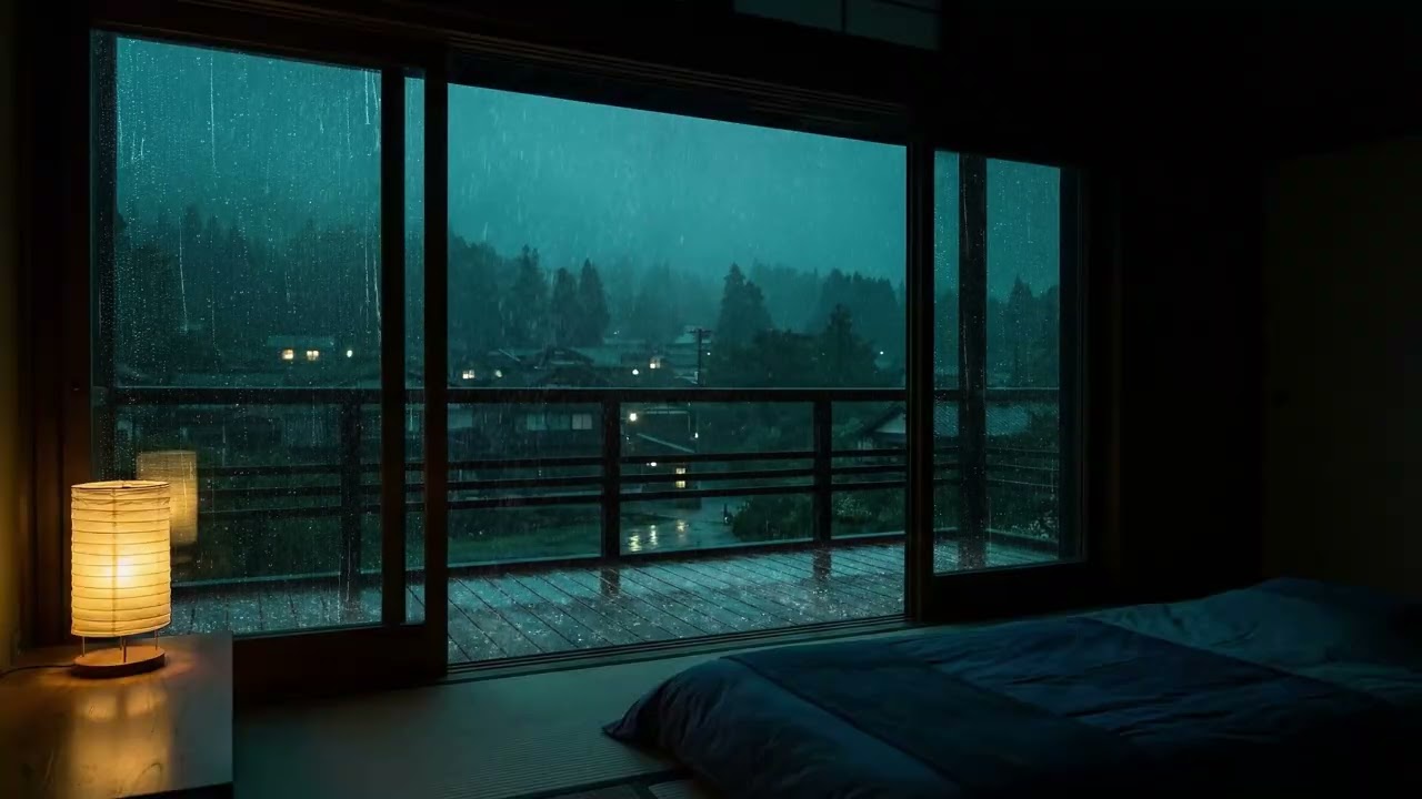 Rain Sounds for Deep Sleep | Dark Bedroom  | 8 Hours | No Music | 4K 