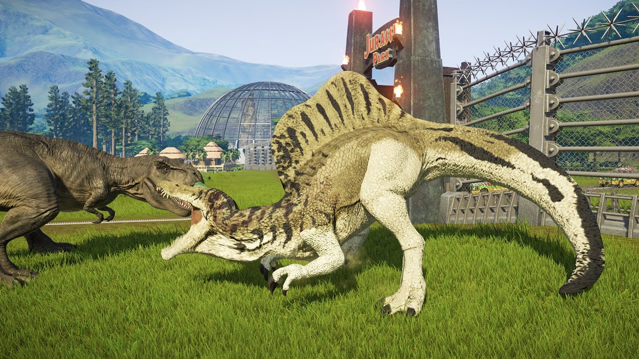 RETURN TO JURASSIC PARK Breakout Oxalaia vs Tyrannosaurus Rex (Mod Jurassic World Evolution )