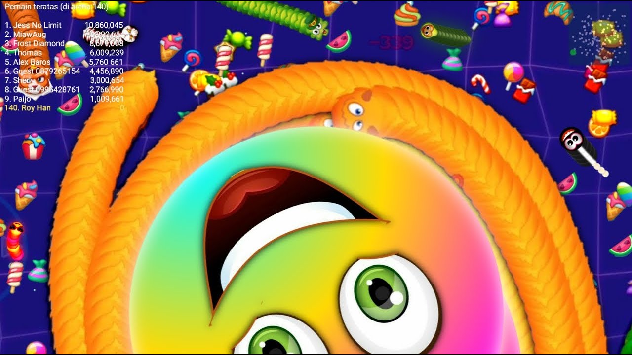 Worms Zone io 🐍 New Version 2023 - New Skin, New Food, New Background ( Worm Hunt )