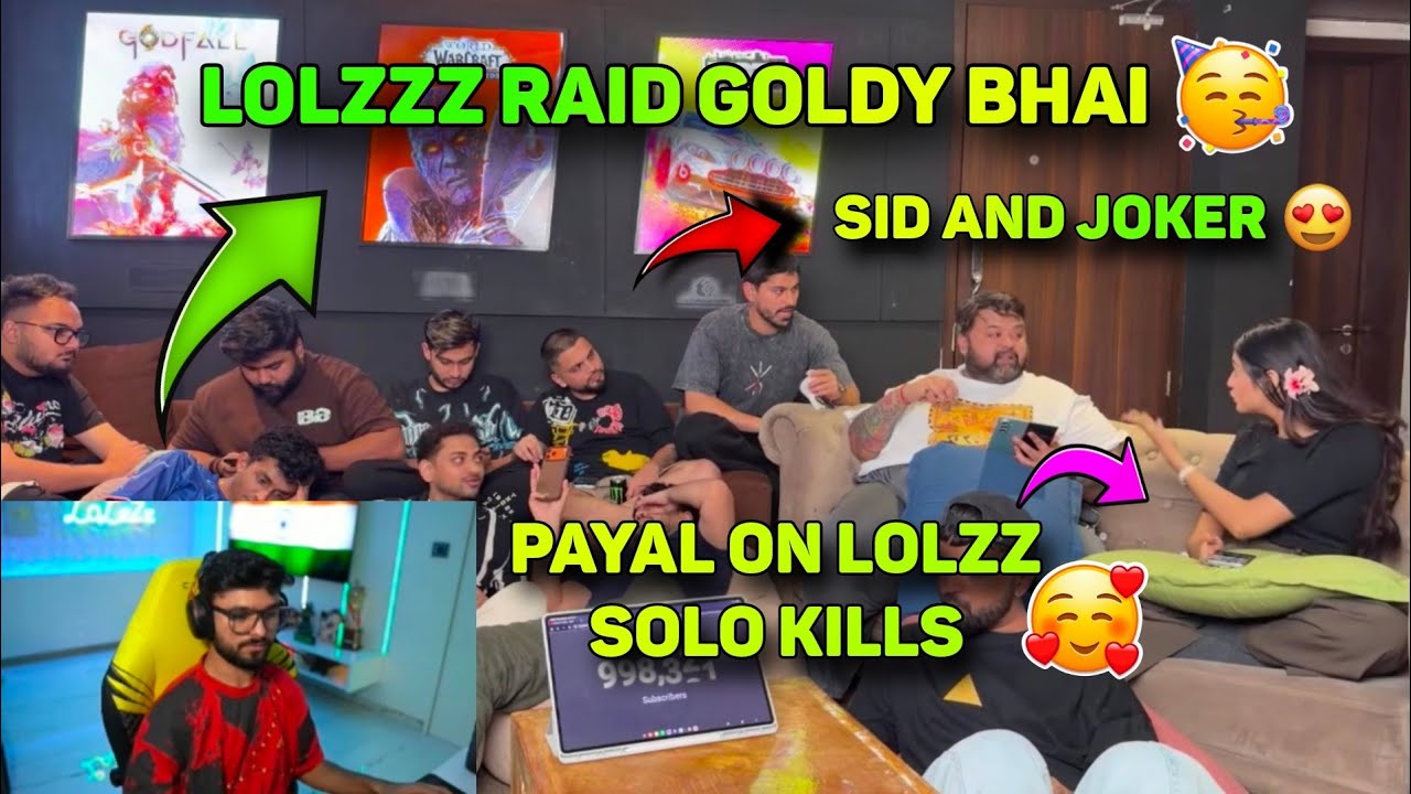 Lolzzz gaming raid goldy bhai for 1 million 😍 | payal gaming on lolzzz high kills ☠️ joker and sid 🔥