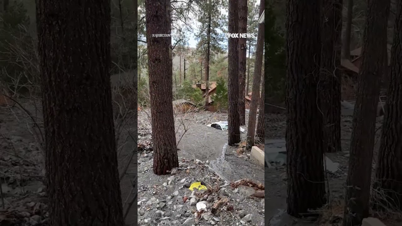 WATCH: Homes and vehicles buried under mud after flash flooding in California