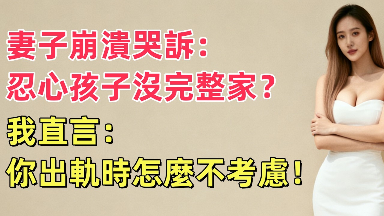 妻子崩潰哭訴：忍心孩子沒完整家？我直言：你出軌時怎麼不考慮！