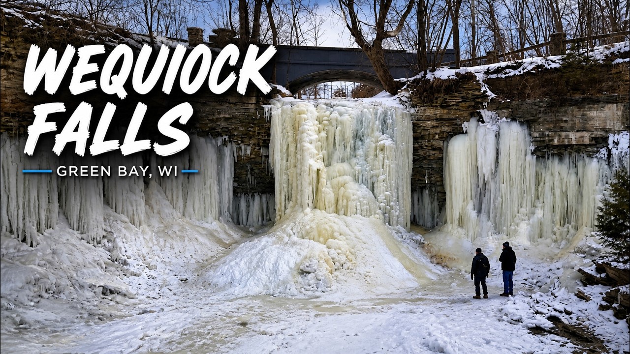 Wequiock Falls Frozen in Winter | Niagara Escarpment History & Drone Aerials | Green Bay WI