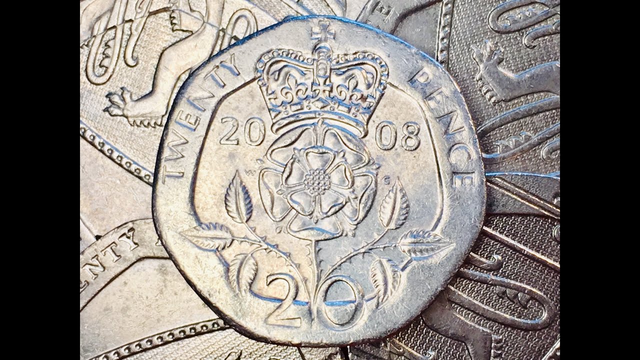 2008 UK 20P - Twenty Pence Great Britain - Tudor Rose - Royal Shield - Mule $100 Pounds Variety