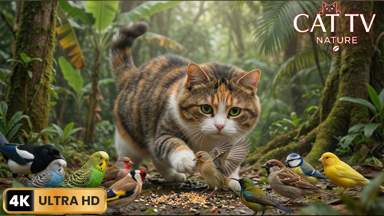Cat TV Для Кошек 😺 Сумасшедшие Птицы, Бурундуки И Белки 4K HDR | Cat TV Nature
