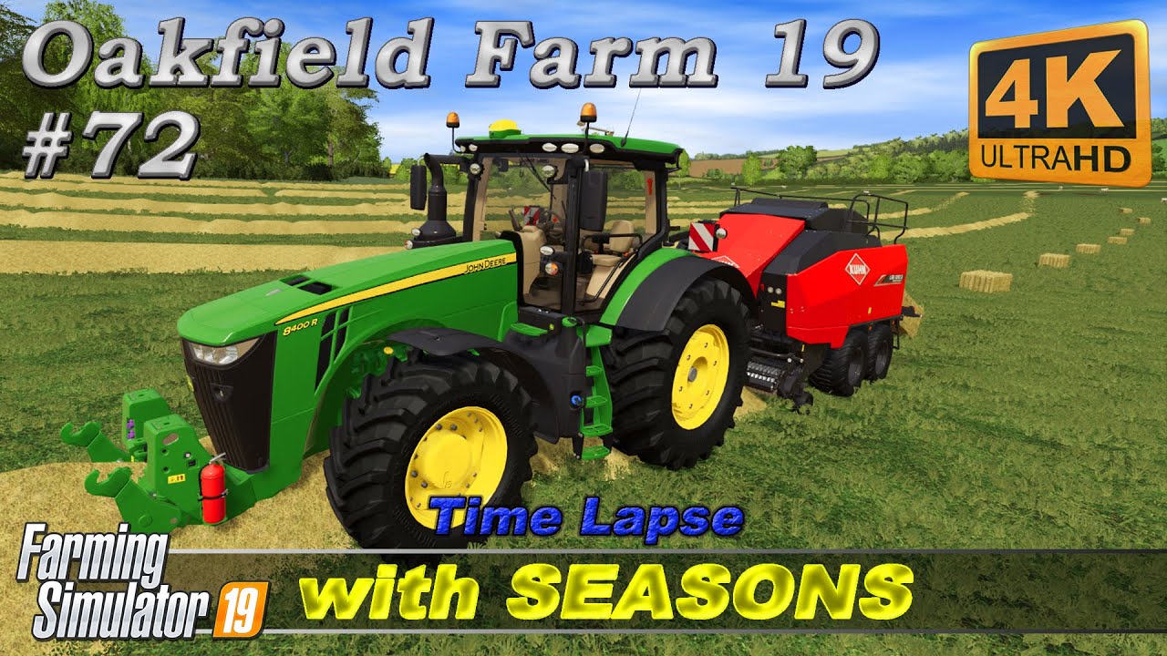 Weeds control, raking, baling and collecting 228 hay bales | Oakfield Farm | FS19 TimeLapse #72 | 4K