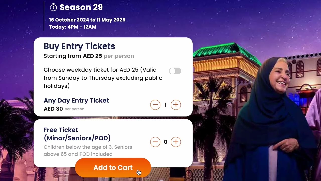 Follow these simple steps to purchase your Global Village entry tickets!