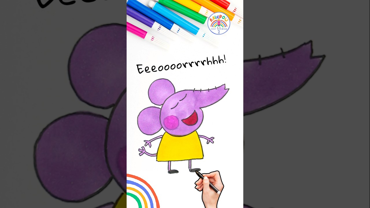 Draw Peppa Emily Elephant | Emily Elephant Nice Drawing 🌈🐽 #peppapig #shorts #forkids #kids