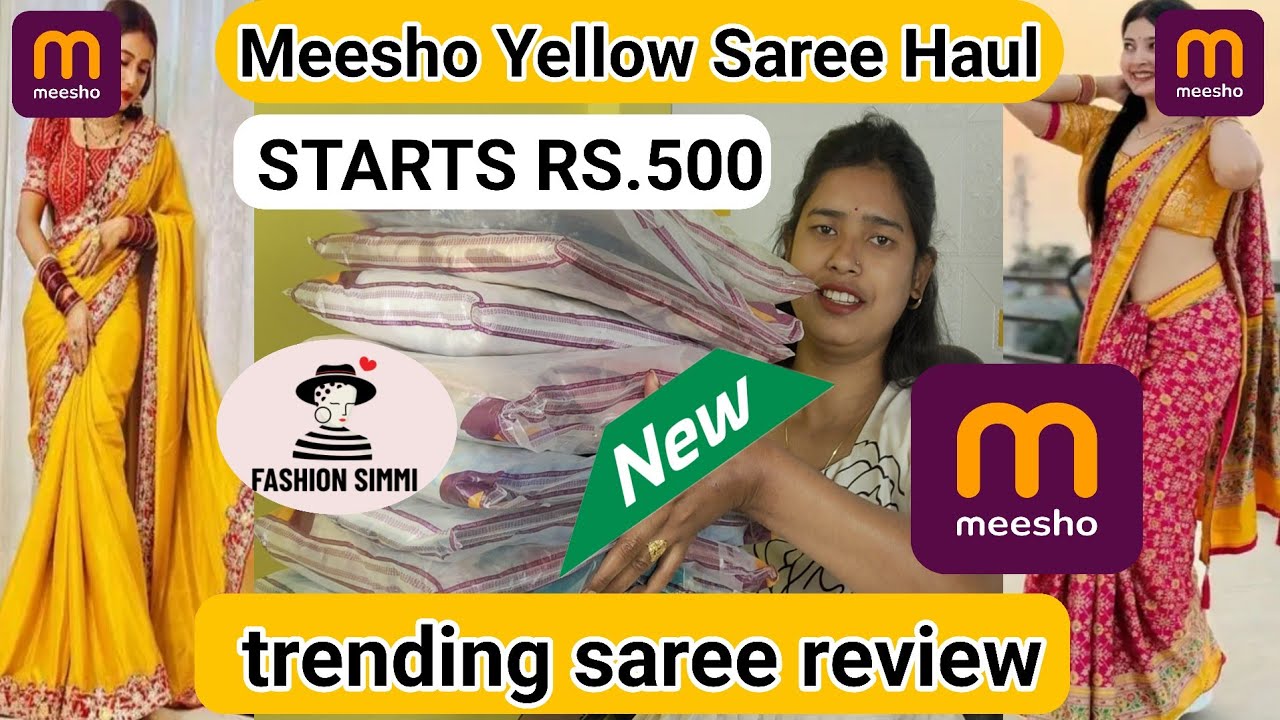 Yellow saree from Meesho | Meesho yellow saree haul | trending saree review #meesho #saree #new 