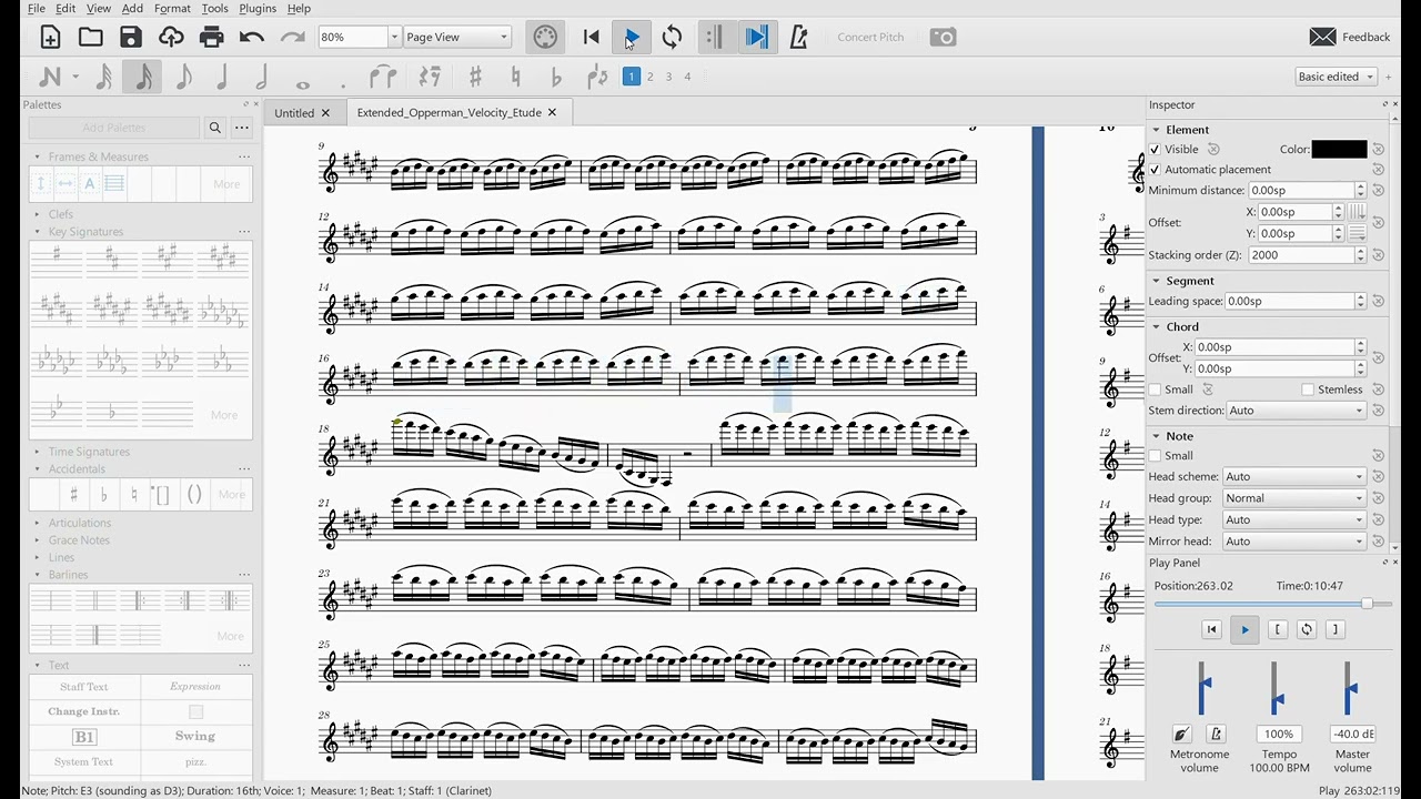 Extended Opperman Velocity Etude
