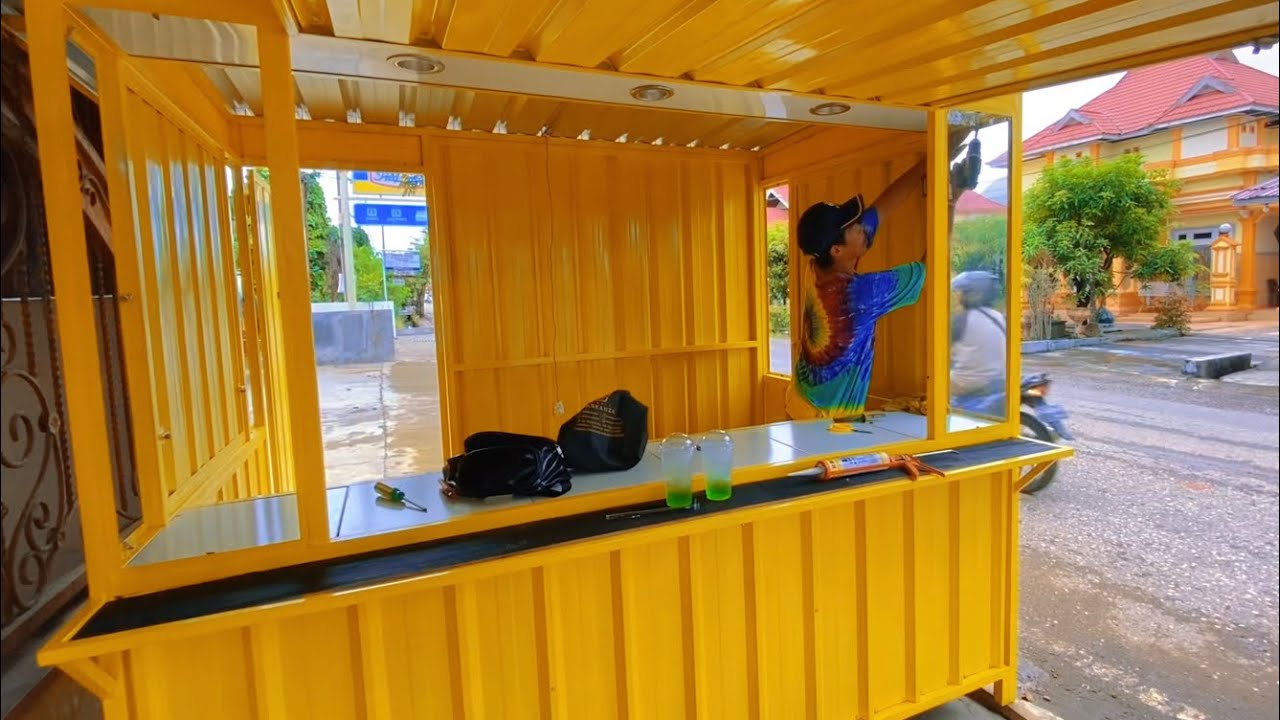 ⭕️CARA MUDAH BUAT BOOTH KONTAINER SENDIRI!! |KONTAINER KEREN WARNA KUNING
