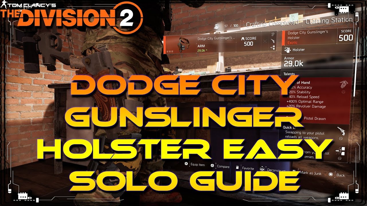 The Division 2 How To Get The Dodge City Gunslingers Exotic Holster Easy Solo Guide