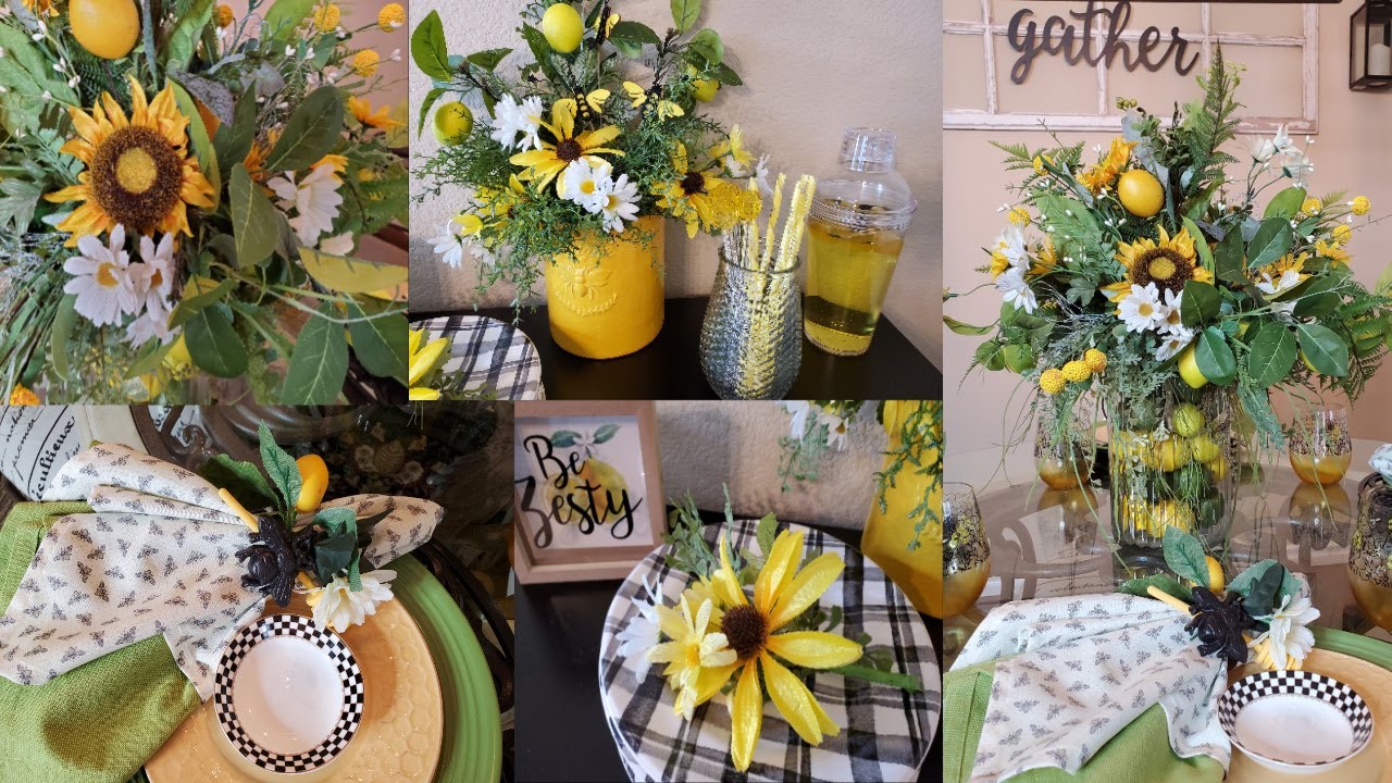 FARMHOUSE LEMON AND BEE DECORATING - FARMHOUSE LEMON AND BEE TABLE DECOR - DECORATE WITH ME