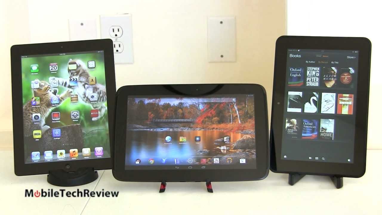 iPad 4, Google Nexus 10 and Amazon Kindle Fire HD 8.9