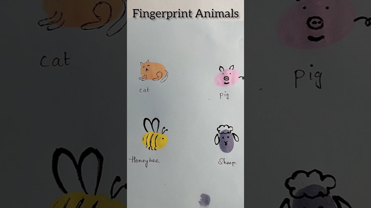 fingerprint animals art/fingerprint drawing #fingerprintart #simplepainting #shorts