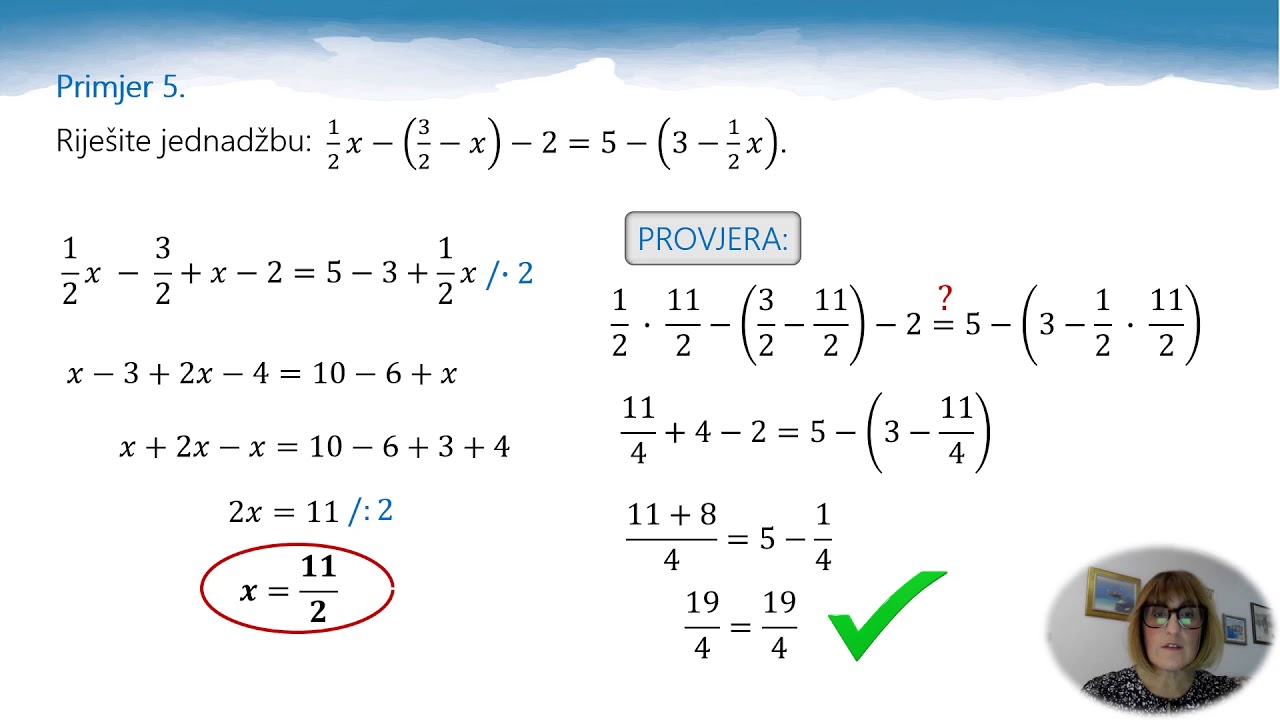 Matematika 1.r SŠ - Linearne jednadžbe, 1.dio
