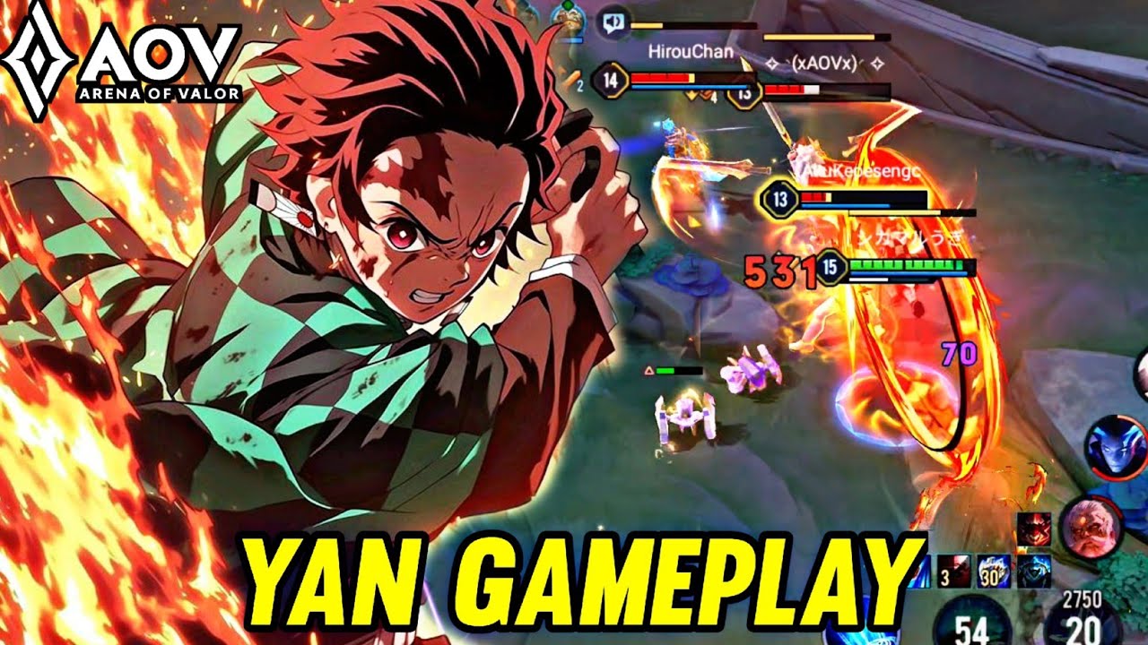 AOV : YAN/TANJIRO GAMEPLAY | HINOKAMI KAGURA - ARENA OF VALOR LIÊNQUÂNMOBILE ROV