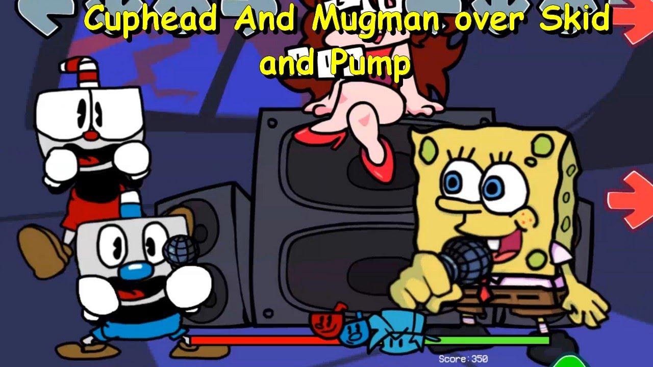 Cuphead And Mugman over Skid and Pump - Friday Night Funkin Mod
