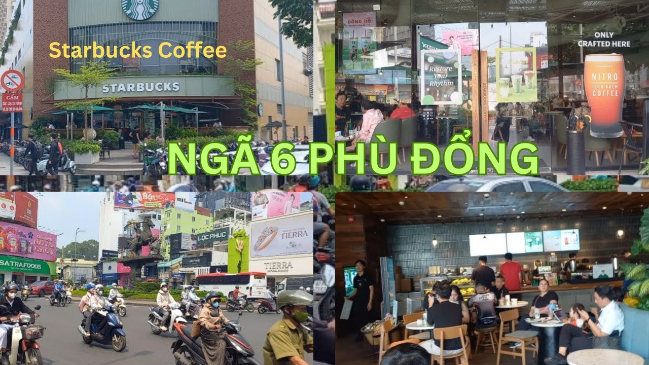 Dạo phố Sài Gòn - Uống cà phê Starbucks New World & ngắm xe cộ ở Bùng binh Ngã 6 Phù Đổng Q.1