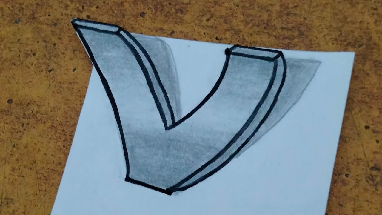 3D Look and Curve Capital letter 'V'!! #art #trending #drawing #viral #viralvideo
