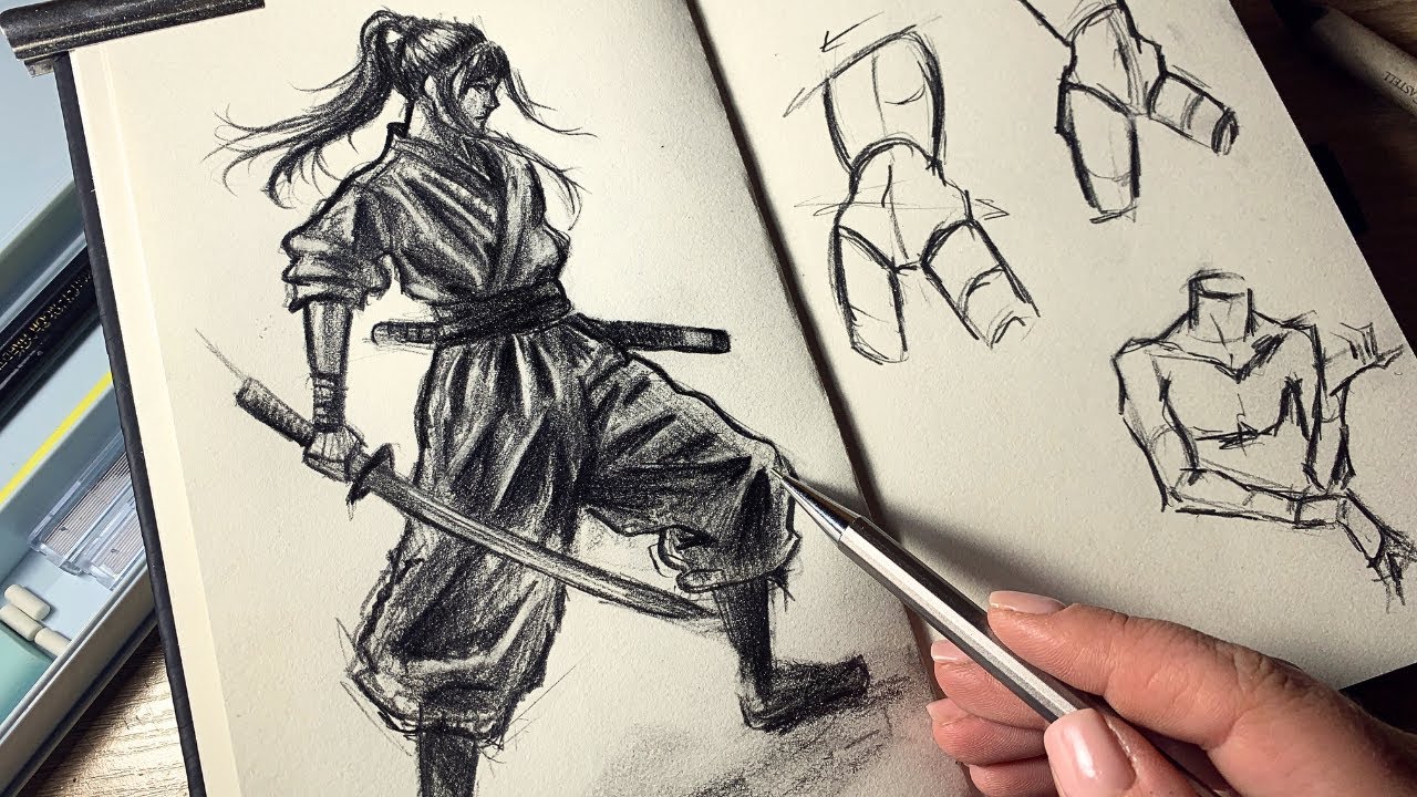 How to Draw a Female Samurai | Step by Step Sketch
