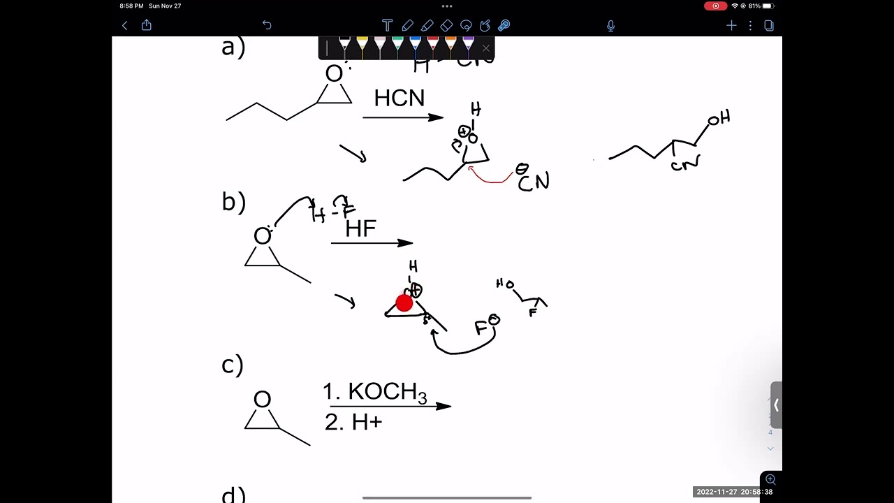 Organic Chemistry 1: Epoxide reactions practice problems