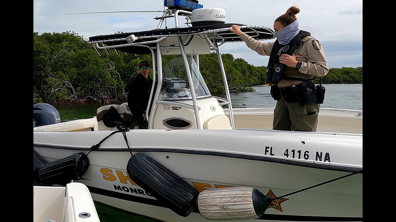 Boarded By Monroe County Sheriff & FWC A Second FWC Boat Arrives   Key Largo & FWC Working Together
