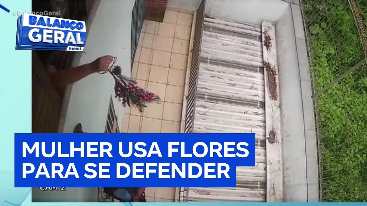 Mulher usa arranjo de flores para se defender e espantar ladrão em Santo André (SP)