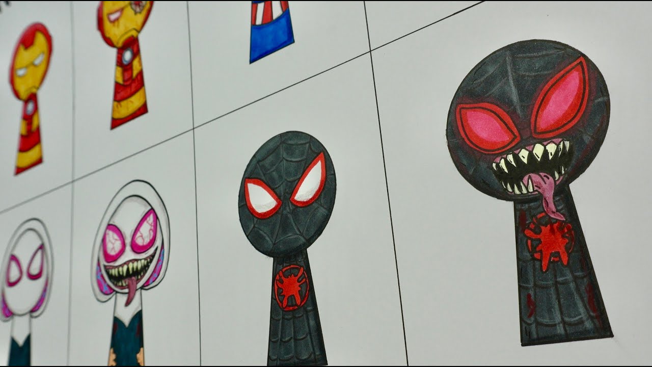 Drawing Marvel Characters In Sprunki Style Phase 1 And 2, Captain America, Iron Man, Miles morales