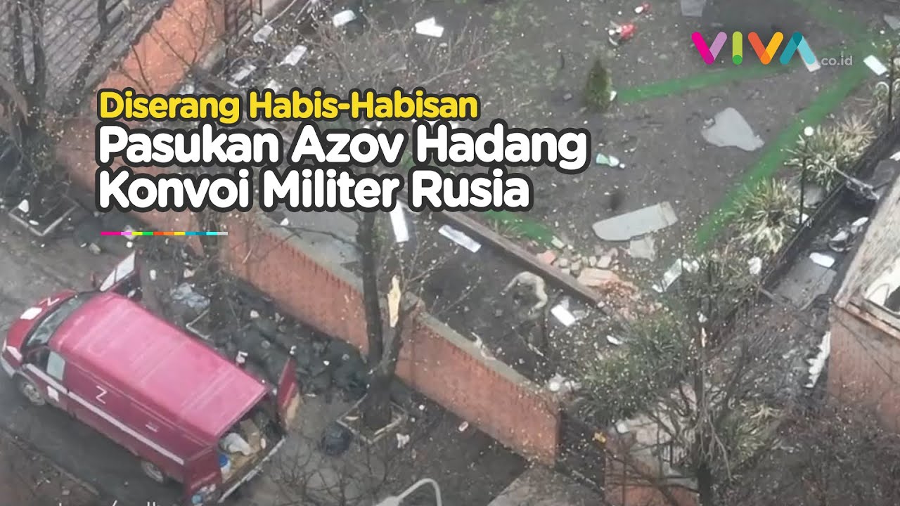 Detik-detik Pasukan Azov Bombardir Kovoi Militer Rusia
