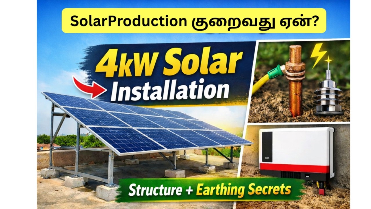4kW Solar Installation with Customised Structure | Earthing, Lightning Arrester, Right Cable (Tamil)