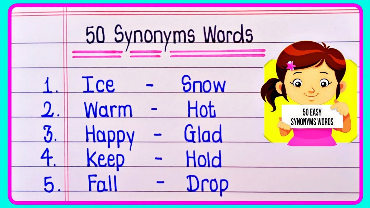 50 Synonyms Words In English | Common synonyms words | English synonyms words | 50 Synonyms