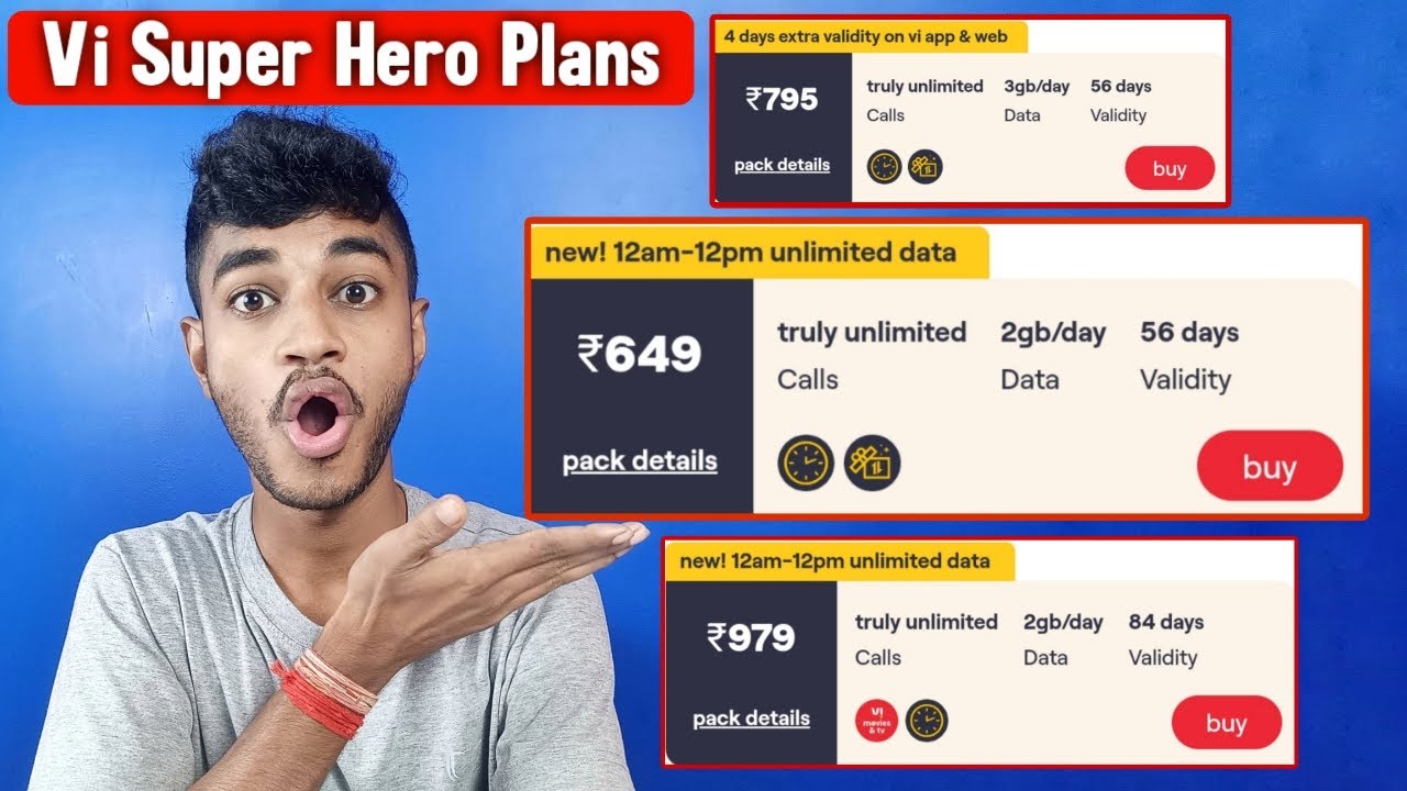 Vi SuperHero Recharge Plans Between (Rs.500 to 1000)