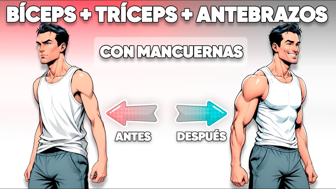 Entrenamiento Completo de Brazos ➜ Bíceps + Tríceps + Antebrazos con Mancuernas