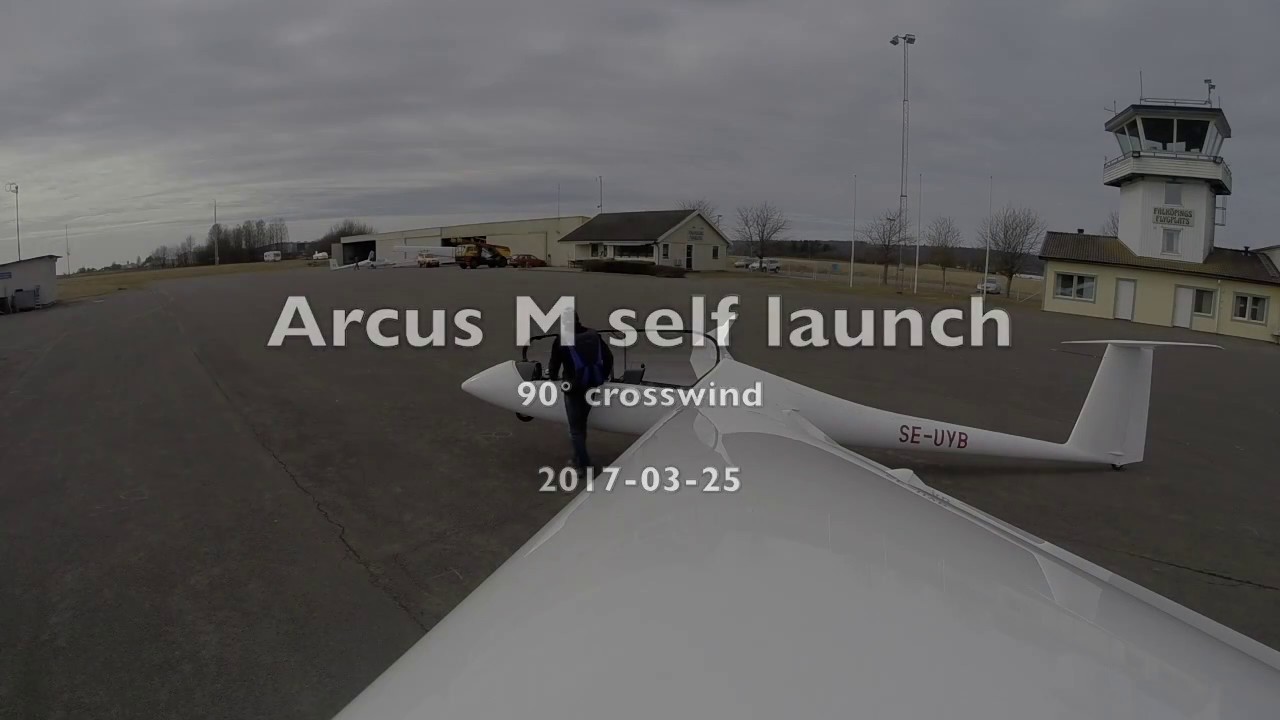 Arcus M self launch in 90° crosswind 2017-03-25