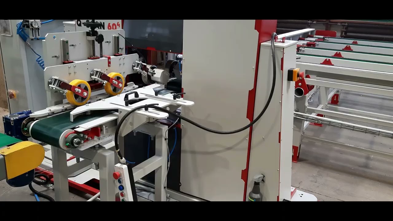 WOODINSPECTOR QSCAN 60 lumber scanner with WEINIG DIMTER cross cut saw. Wood scanning and optimizing