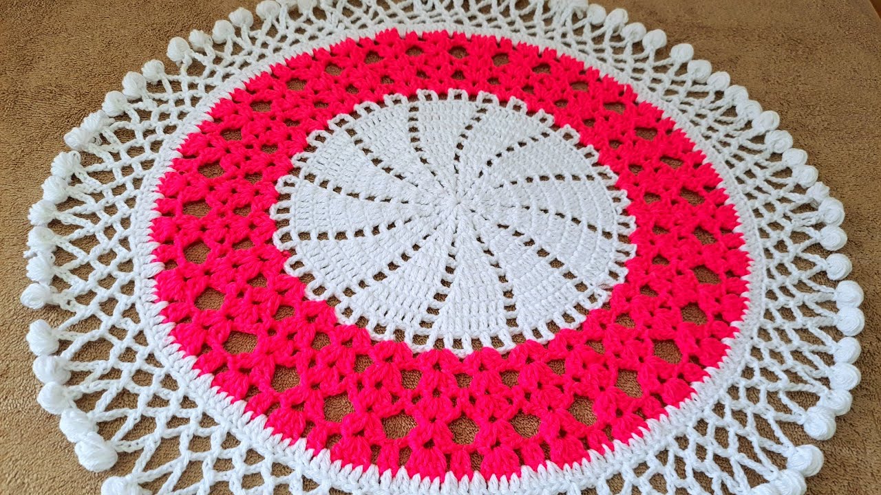 Thalposh Crochet new design 👌 woolen rumal Crosia design ' Round Table Cover, Easy crochet design