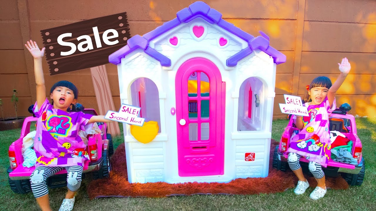 หนูยิ้มหนูแย้ม | ขายเสื้อมือสองเก็บเงินซื้อบ้านใหม่ YimYam Pretend Play with new Toy House