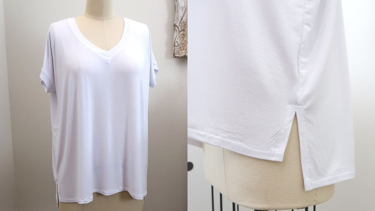 DIY T-SHIRT Sewing Tutorial (with Split Hem & V-Neck)
