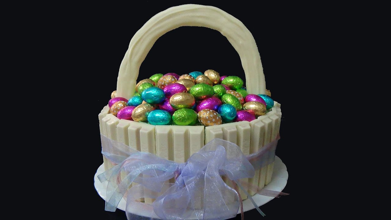 easter basket cake with chocolate eggs