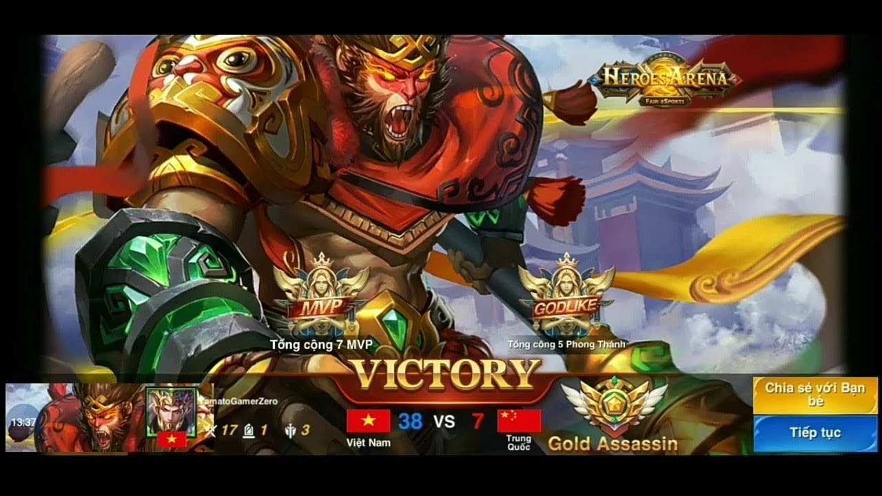 Hero arena _ Tướng Hầu vương đổi trong kho b&aacute;u mang đi test tướng lu&ocirc;n trong Rank