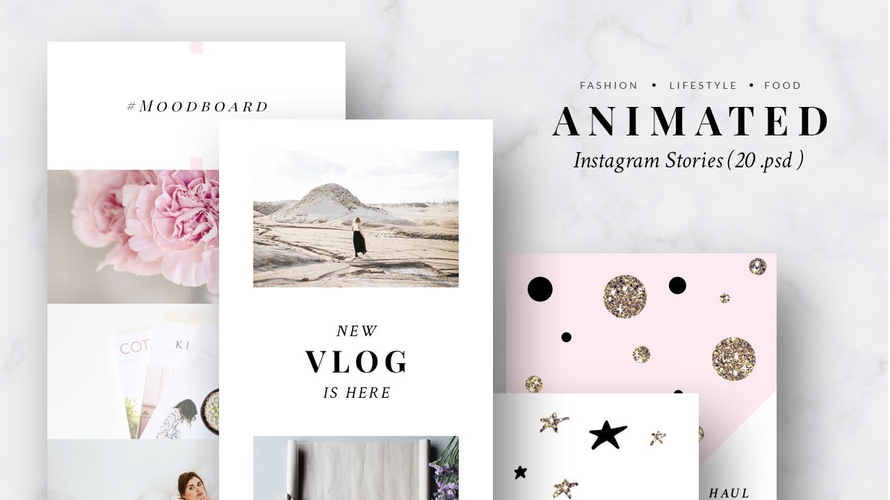 ANIMATED Instagram Story Templates - Pink&Gold