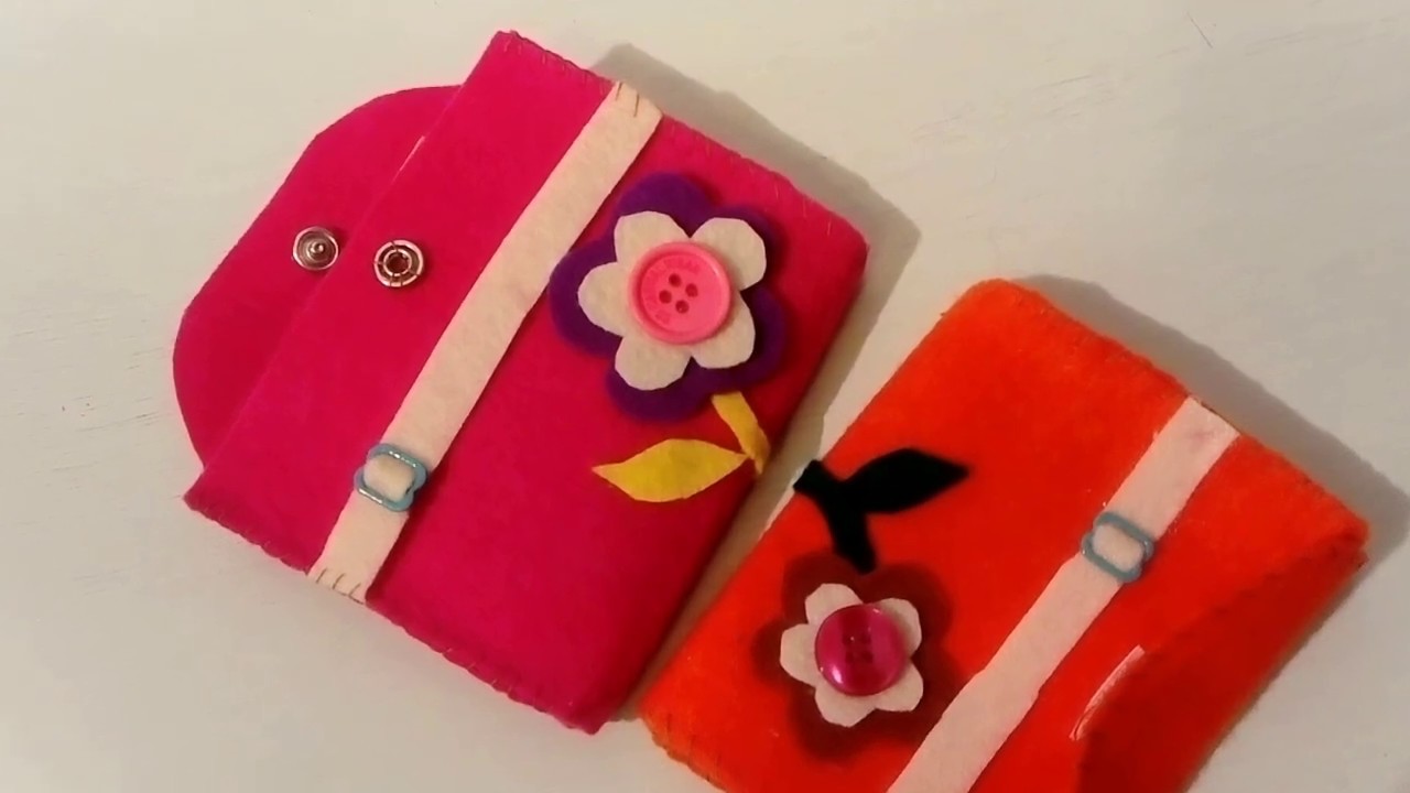 Como hacer monedero para niñas con fieltro , manualidades fáciles