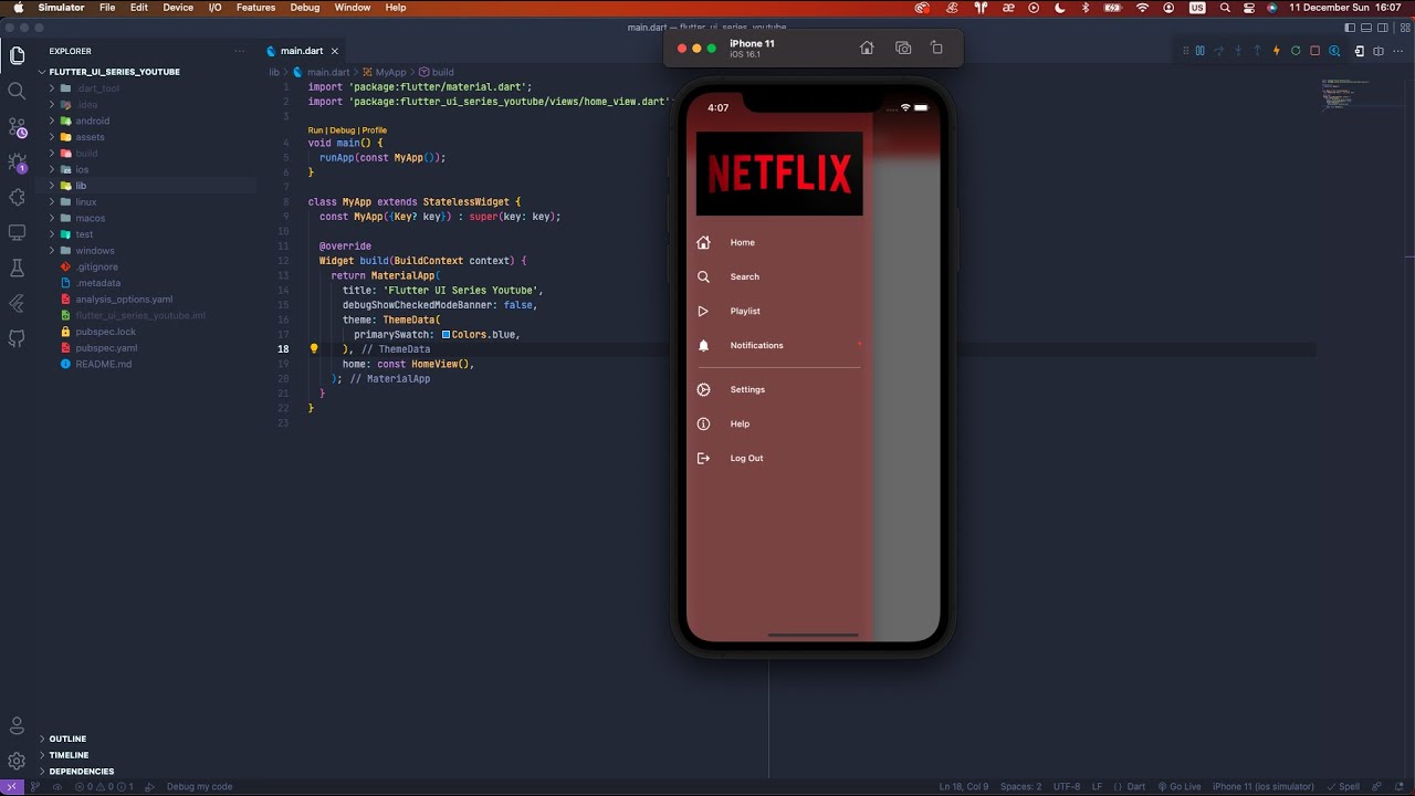 Flutter UI - Netflix Menü Yapımı (Drawer)