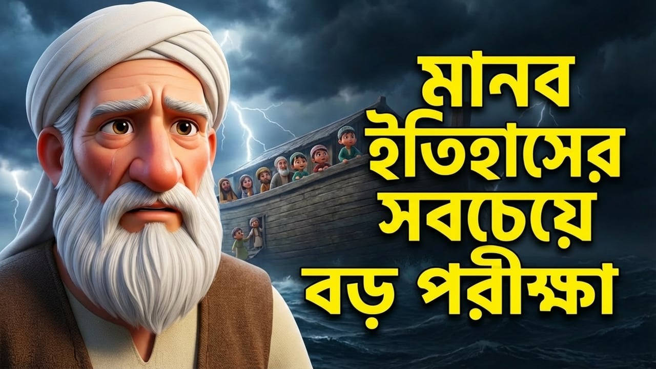 ৯৫০ বছরের প্রচেষ্টার পর নূহ (আ.) এর দেখা ফল | মহাপ্লাবন ও নৌকার অলৌকিকতা | muslim cartoon